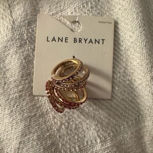 Lane Bryant Gold Ring Set with Red and Purple Accents